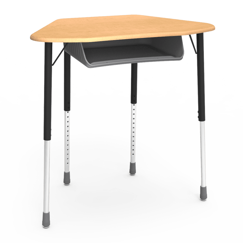 Virco ZUMA Series Hexagon Desk with Book Box 33"W x 21"D x 22"-34"H (DESK-ZHEXBOXM) - SchoolOutlet