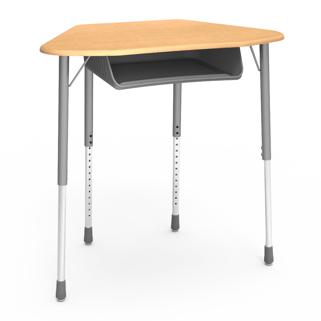 Virco ZUMA Series Hexagon Desk with Book Box 33"W x 21"D x 22"-34"H (DESK-ZHEXBOXM) - SchoolOutlet