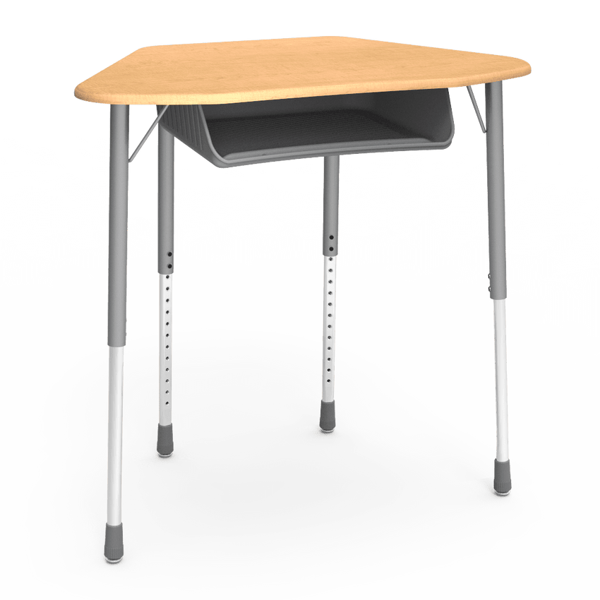 Virco ZUMA Series Hexagon Desk with Book Box 33"W x 21"D x 22"-34"H (DESK-ZHEXBOXM) - SchoolOutlet