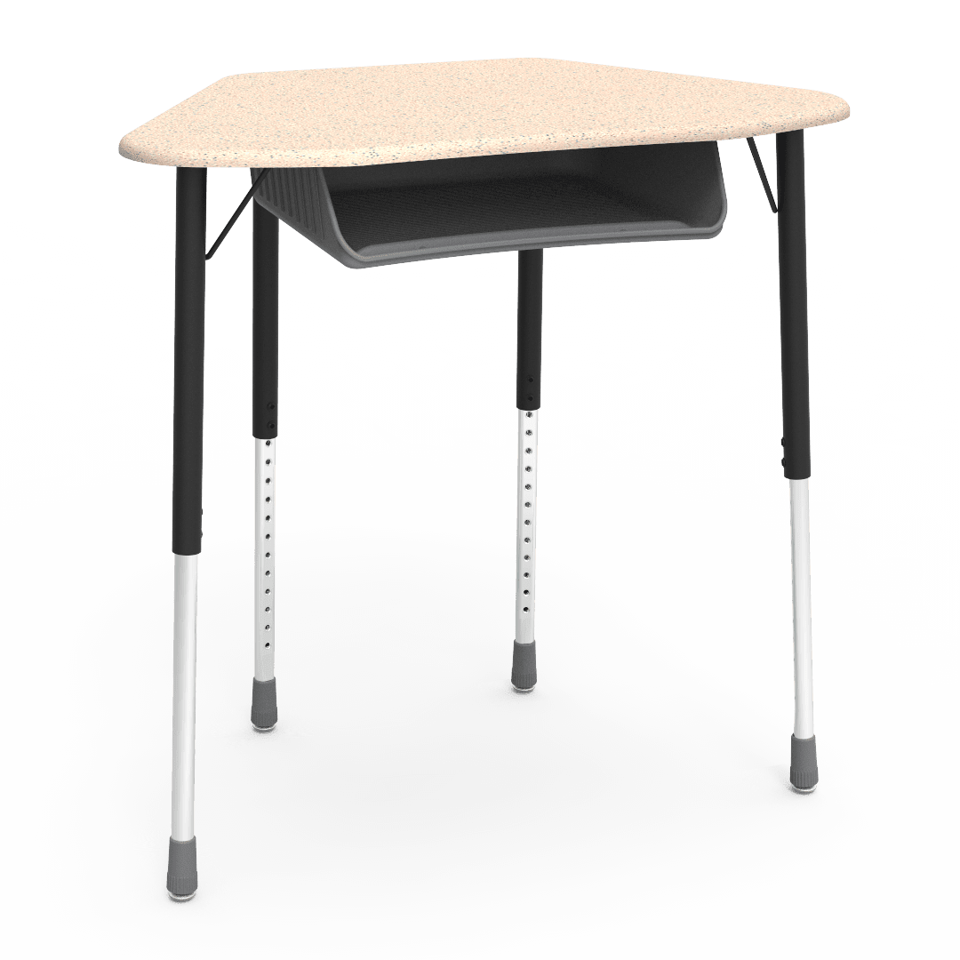 Virco ZUMA Series Hexagon Desk with Book Box 33"W x 21"D x 22"-34"H (DESK-ZHEXBOXM) - SchoolOutlet