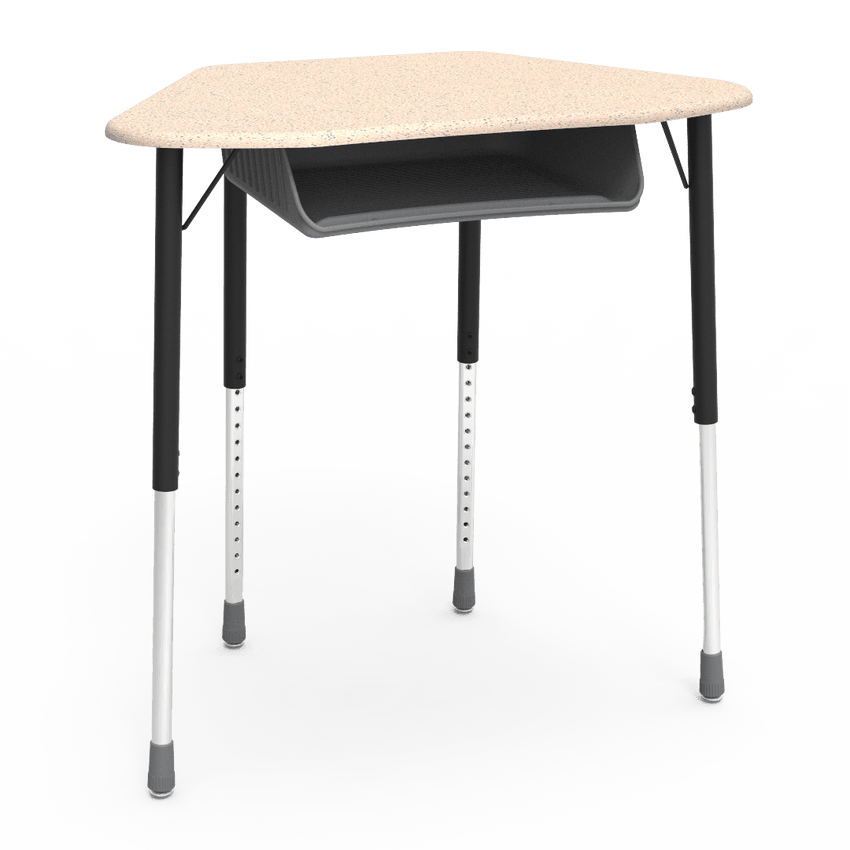 Virco ZUMA Series Hexagon Desk with Book Box 33"W x 21"D x 22"-34"H (DESK-ZHEXBOXM) - SchoolOutlet