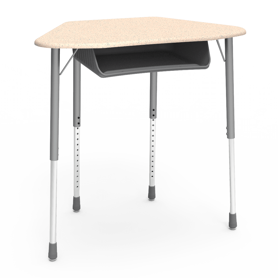 Virco ZUMA Series Hexagon Desk with Book Box 33"W x 21"D x 22"-34"H (DESK-ZHEXBOXM) - SchoolOutlet