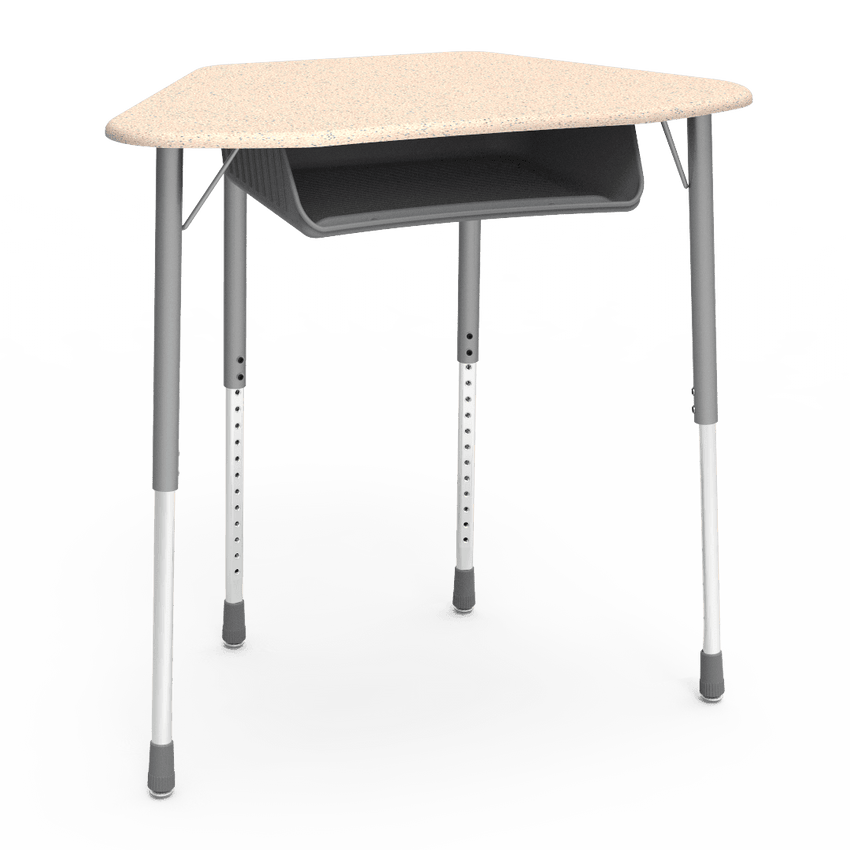 Virco ZUMA Series Hexagon Desk with Book Box 33"W x 21"D x 22"-34"H (DESK-ZHEXBOXM) - SchoolOutlet