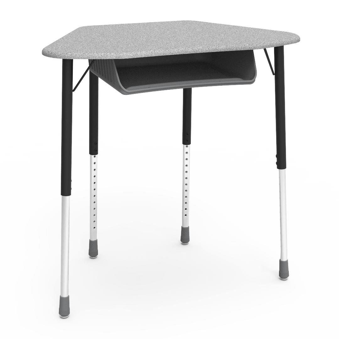 Virco ZUMA Series Hexagon Desk with Book Box 33"W x 21"D x 22"-34"H (DESK-ZHEXBOXM) - SchoolOutlet