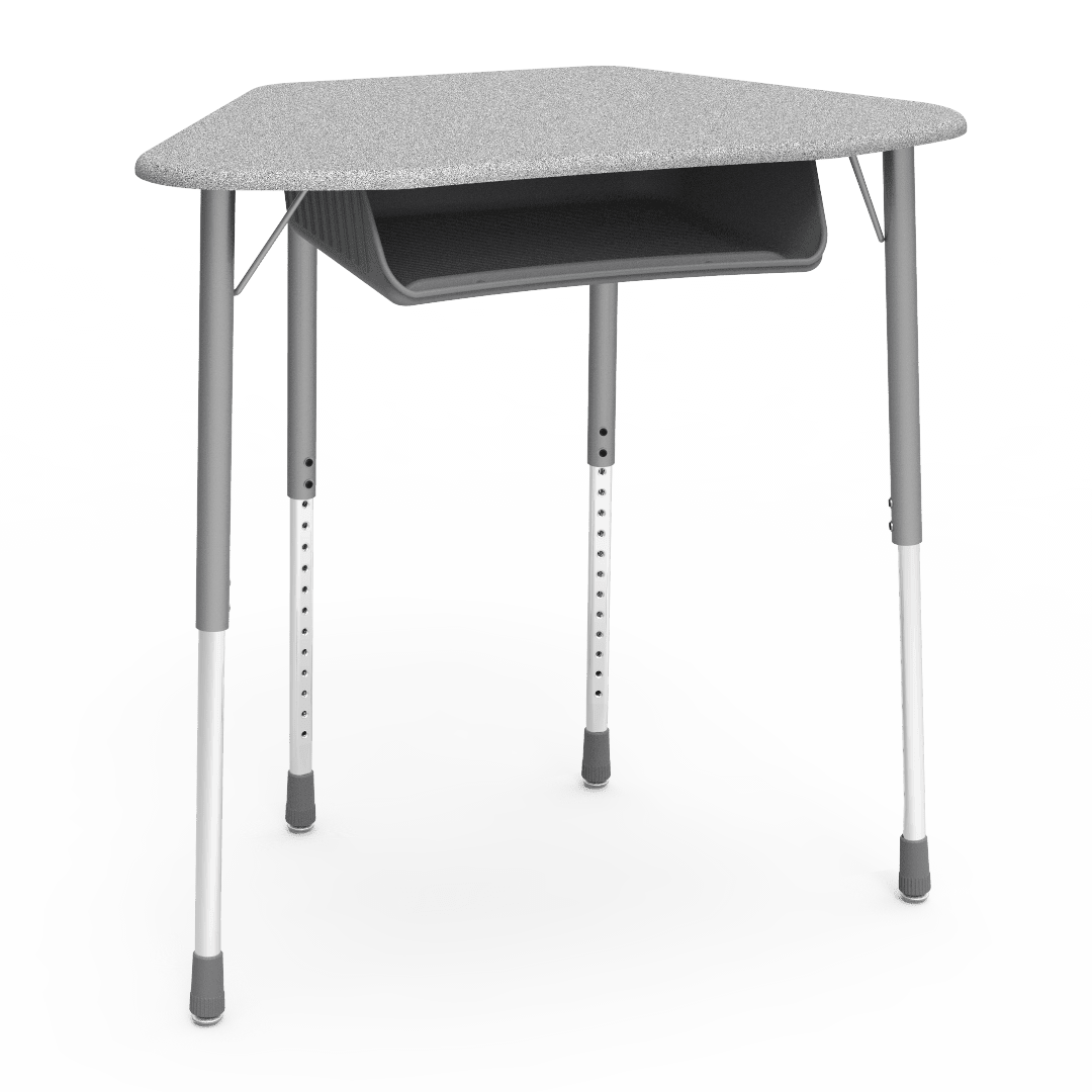 Virco ZUMA Series Hexagon Desk with Book Box 33"W x 21"D x 22"-34"H (DESK-ZHEXBOXM) - SchoolOutlet