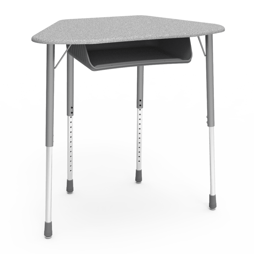 Virco ZUMA Series Hexagon Desk with Book Box 33"W x 21"D x 22"-34"H (DESK-ZHEXBOXM) - SchoolOutlet