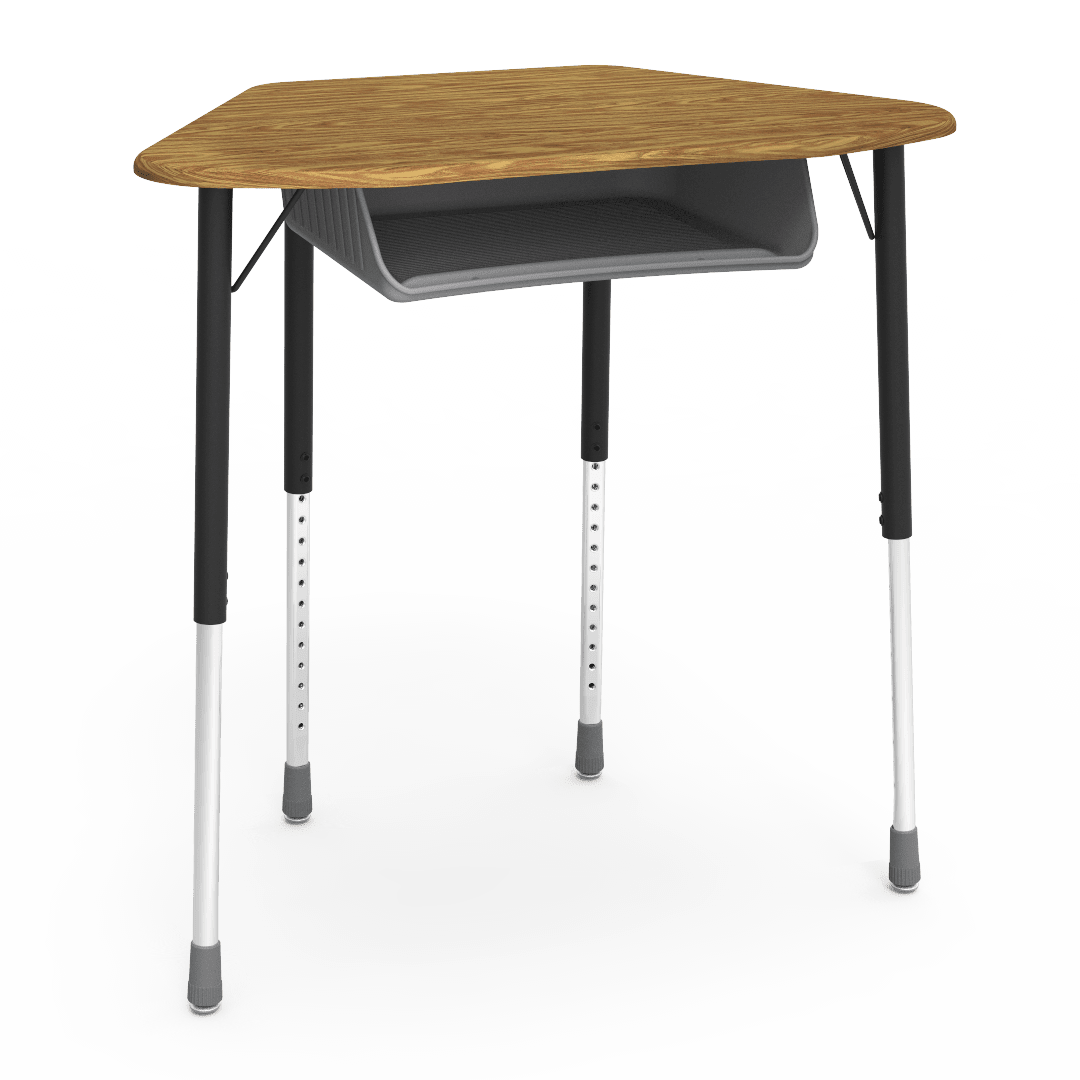 Virco ZUMA Series Hexagon Desk with Book Box 33"W x 21"D x 22"-34"H (DESK-ZHEXBOXM) - SchoolOutlet