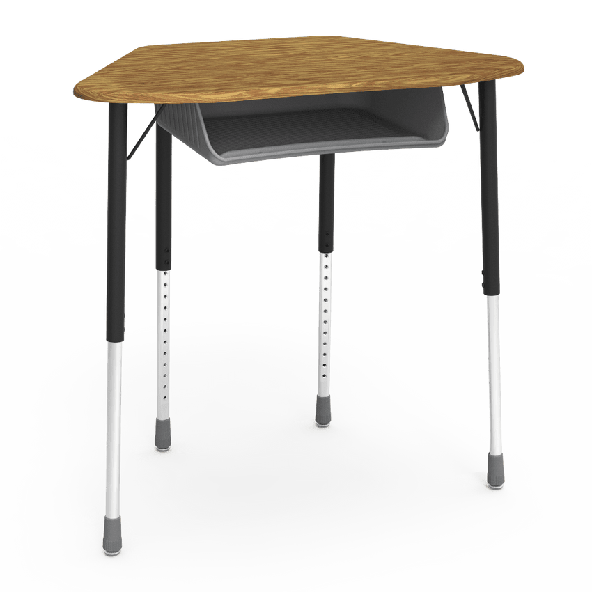 Virco ZUMA Series Hexagon Desk with Book Box 33"W x 21"D x 22"-34"H (DESK-ZHEXBOXM) - SchoolOutlet