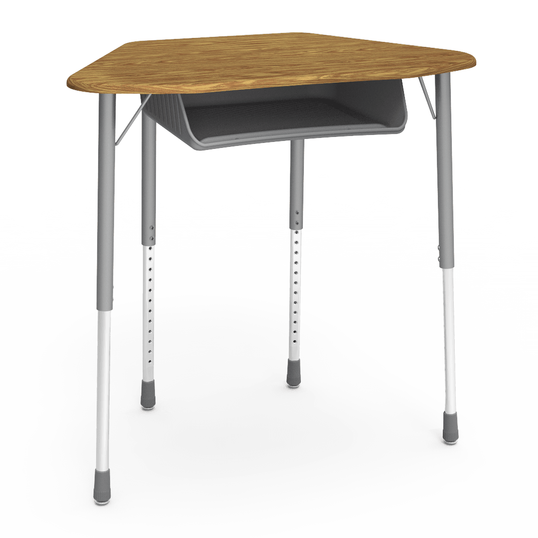 Virco ZUMA Series Hexagon Desk with Book Box 33"W x 21"D x 22"-34"H (DESK-ZHEXBOXM) - SchoolOutlet