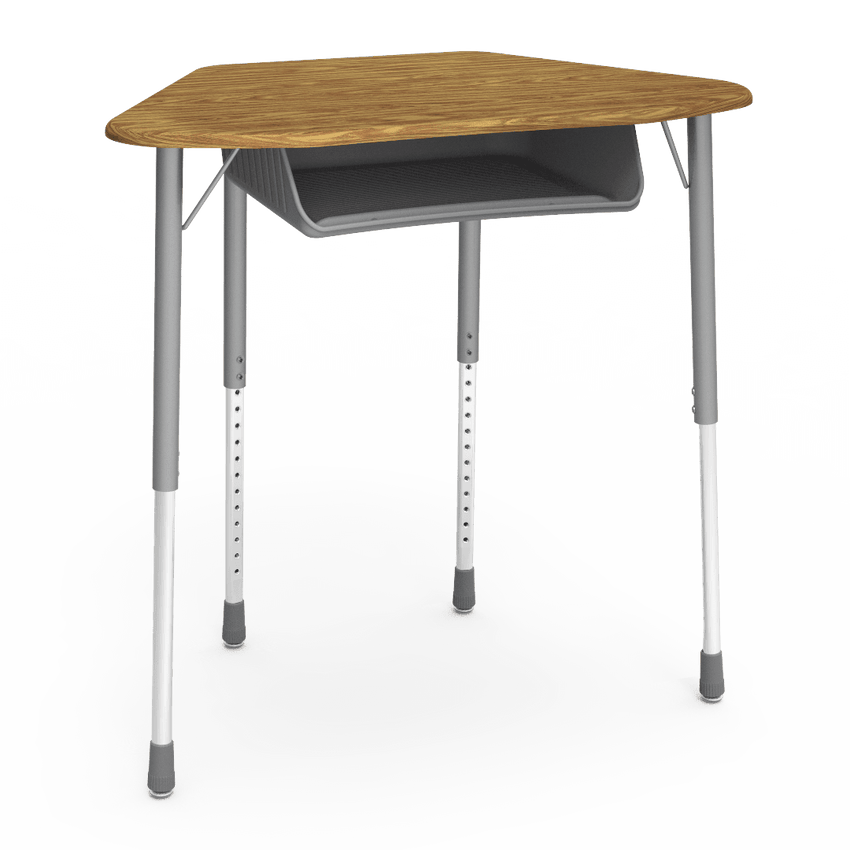 Virco ZUMA Series Hexagon Desk with Book Box 33"W x 21"D x 22"-34"H (DESK-ZHEXBOXM) - SchoolOutlet