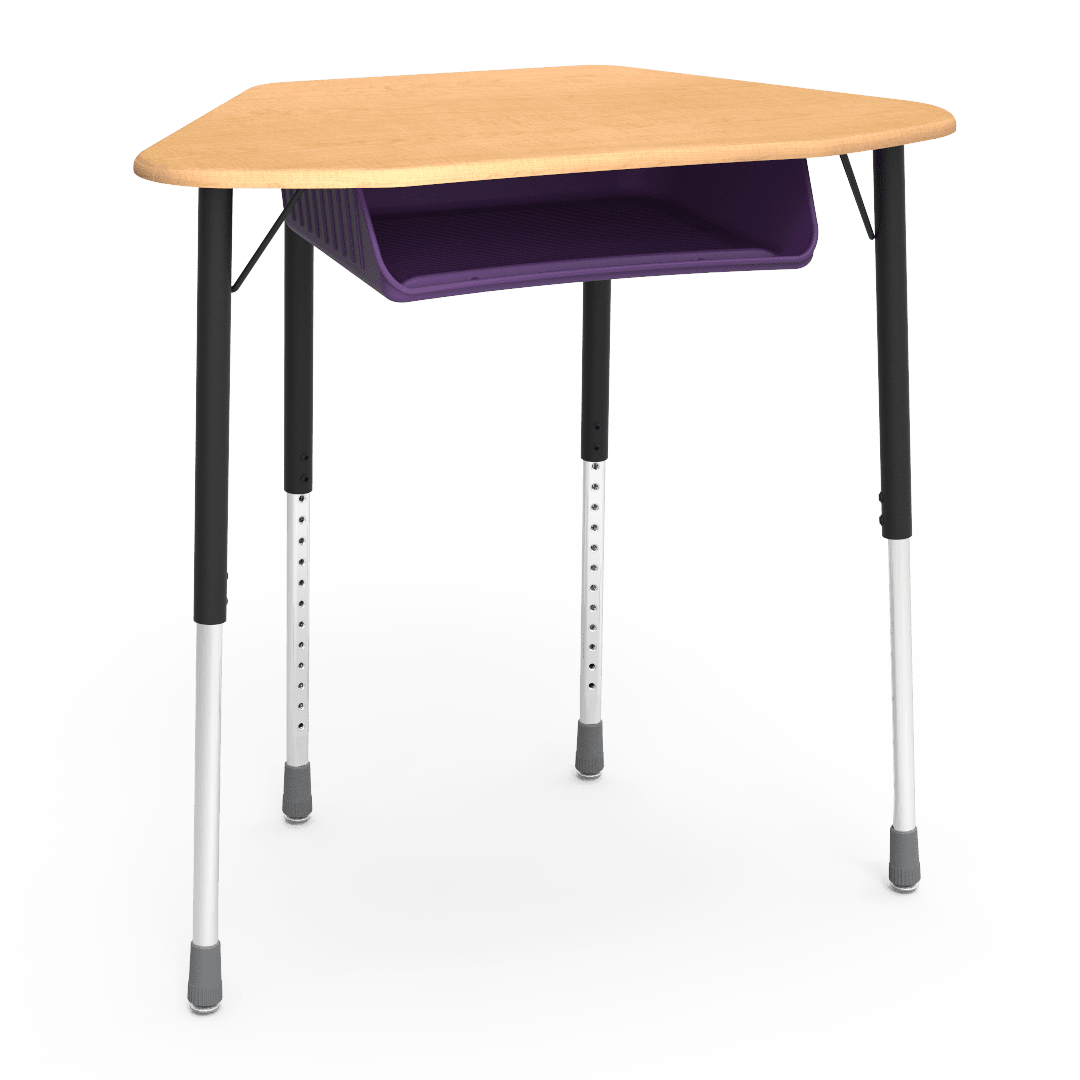 Virco ZUMA Series Hexagon Desk with Book Box 33"W x 21"D x 22"-34"H (DESK-ZHEXBOXM) - SchoolOutlet