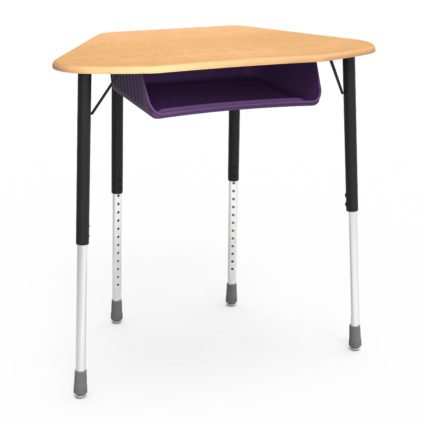 Virco ZUMA Series Hexagon Desk with Book Box 33"W x 21"D x 22"-34"H (DESK-ZHEXBOXM) - SchoolOutlet