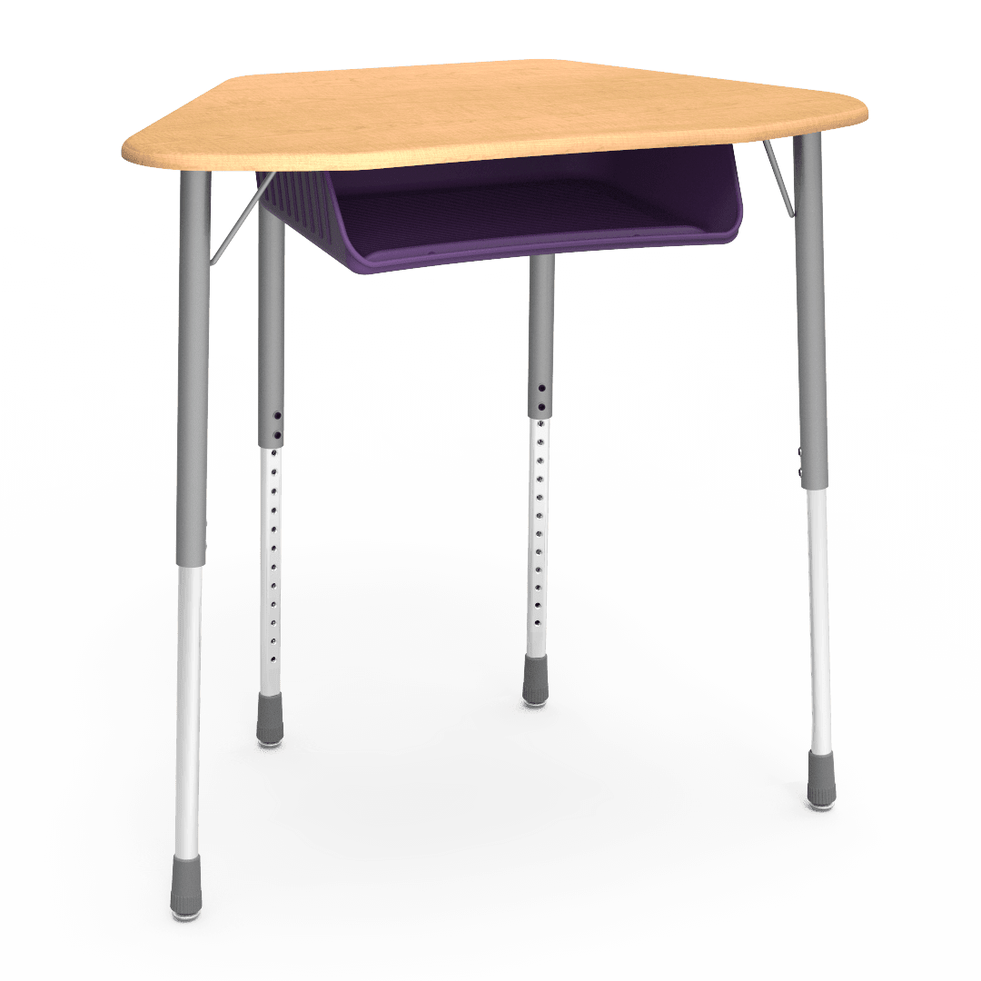 Virco ZUMA Series Hexagon Desk with Book Box 33"W x 21"D x 22"-34"H (DESK-ZHEXBOXM) - SchoolOutlet