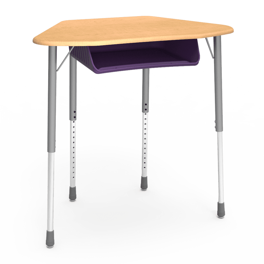 Virco ZUMA Series Hexagon Desk with Book Box 33"W x 21"D x 22"-34"H (DESK-ZHEXBOXM) - SchoolOutlet