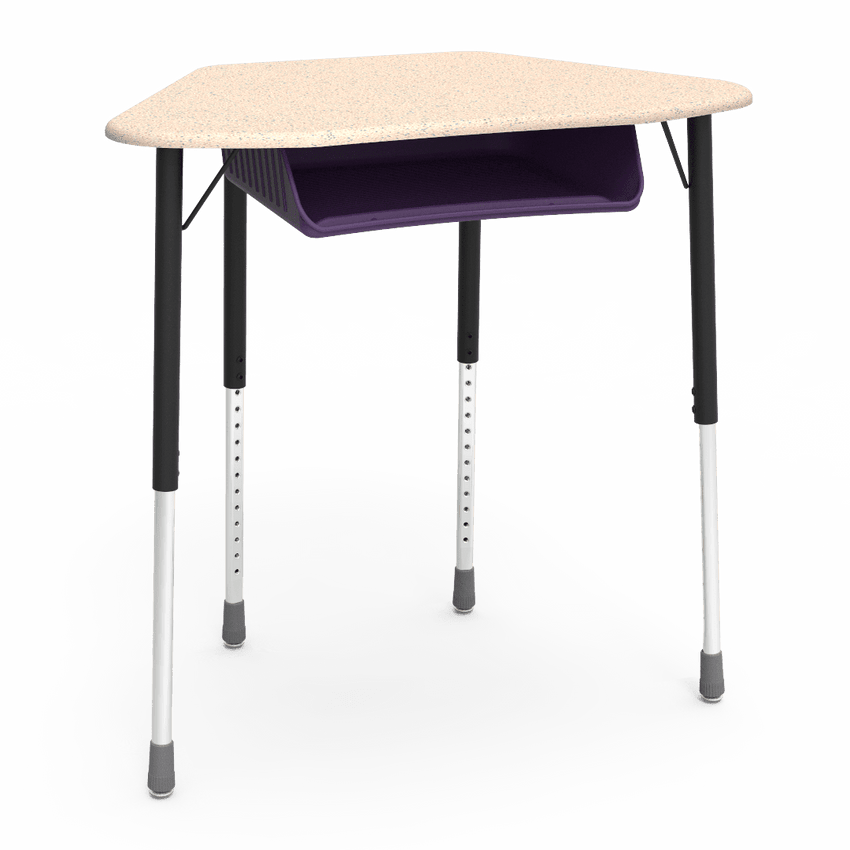 Virco ZUMA Series Hexagon Desk with Book Box 33"W x 21"D x 22"-34"H (DESK-ZHEXBOXM) - SchoolOutlet
