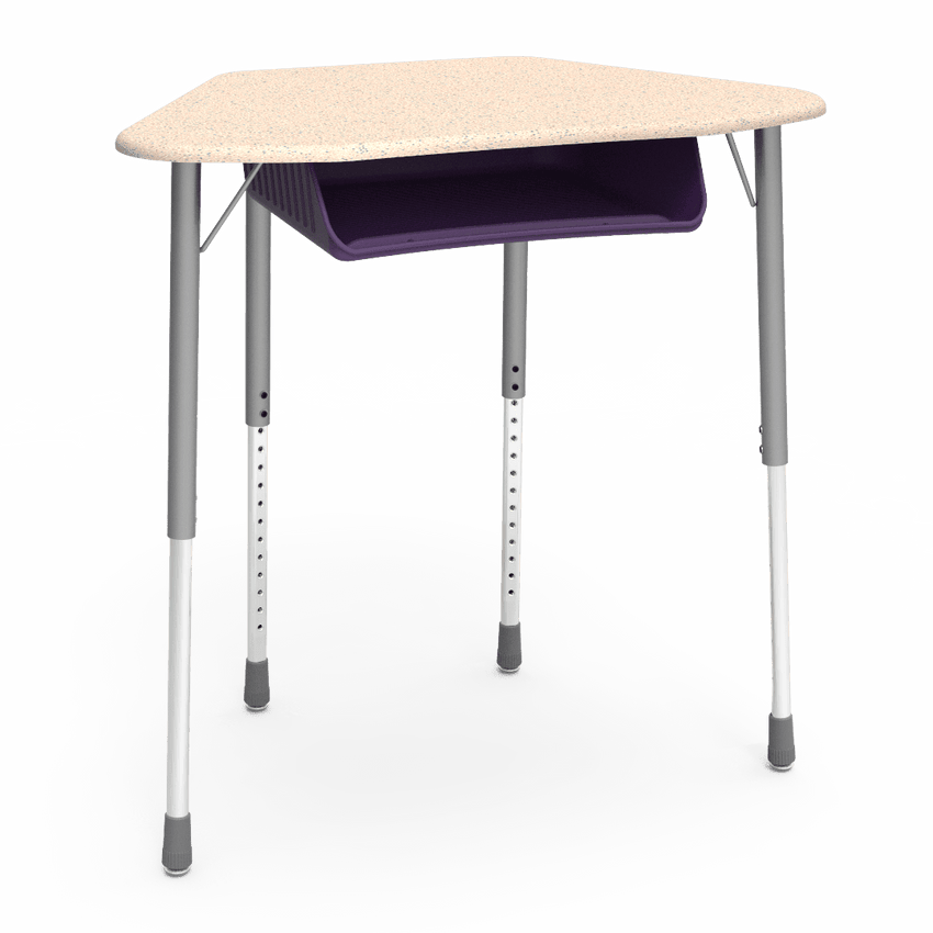 Virco ZUMA Series Hexagon Desk with Book Box 33"W x 21"D x 22"-34"H (DESK-ZHEXBOXM) - SchoolOutlet