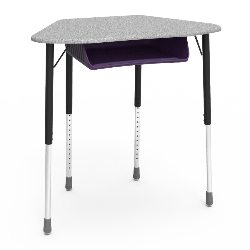 Virco ZUMA Series Hexagon Desk with Book Box 33"W x 21"D x 22"-34"H (DESK-ZHEXBOXM) - SchoolOutlet