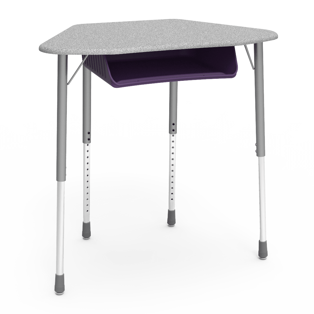 Virco ZUMA Series Hexagon Desk with Book Box 33"W x 21"D x 22"-34"H (DESK-ZHEXBOXM) - SchoolOutlet