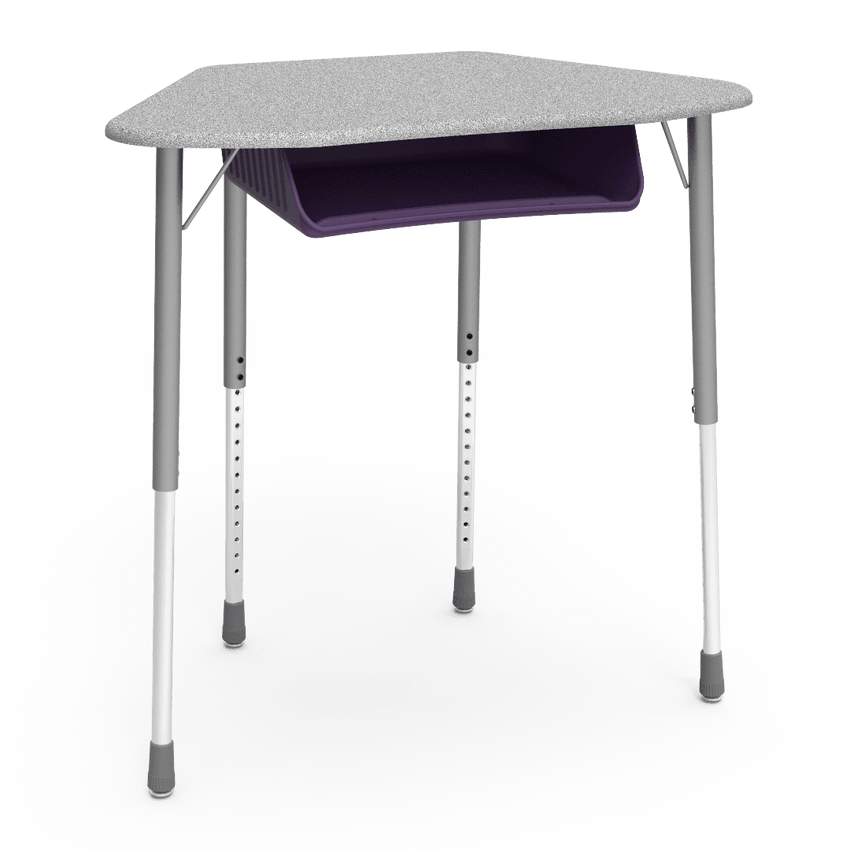Virco ZUMA Series Hexagon Desk with Book Box 33"W x 21"D x 22"-34"H (DESK-ZHEXBOXM) - SchoolOutlet