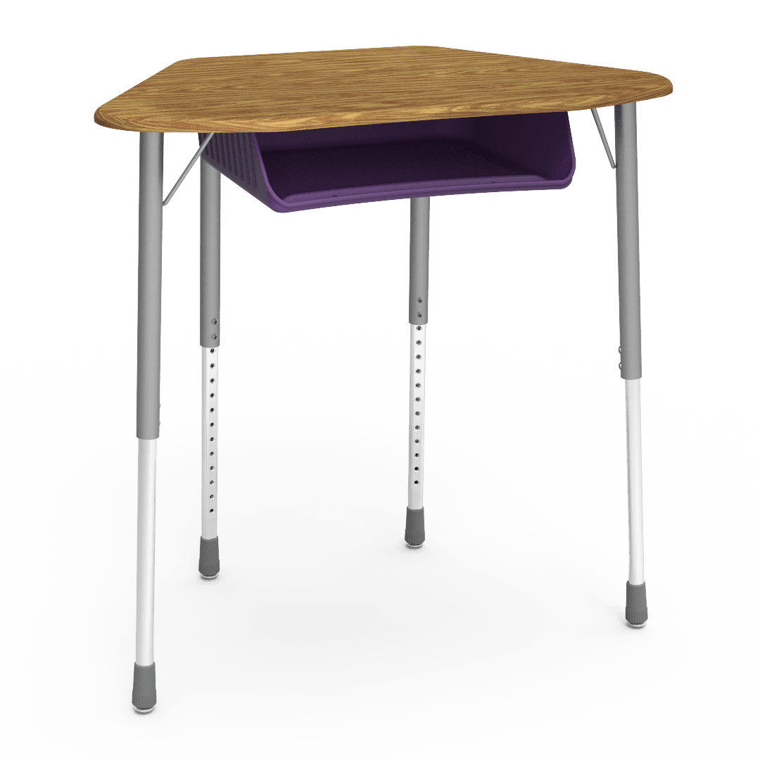 Virco ZUMA Series Hexagon Desk with Book Box 33"W x 21"D x 22"-34"H (DESK-ZHEXBOXM) - SchoolOutlet