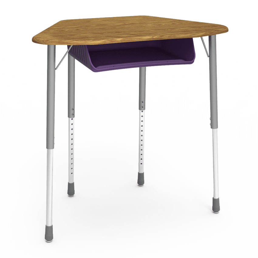 Virco ZUMA Series Hexagon Desk with Book Box 33"W x 21"D x 22"-34"H (DESK-ZHEXBOXM) - SchoolOutlet