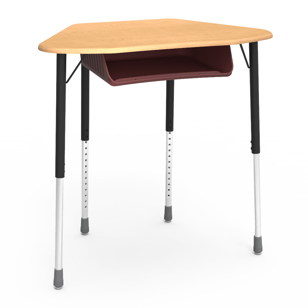 Virco ZUMA Series Hexagon Desk with Book Box 33"W x 21"D x 22"-34"H (DESK-ZHEXBOXM) - SchoolOutlet