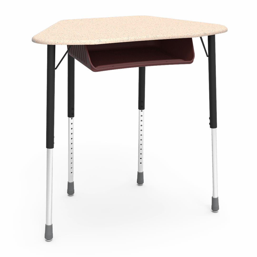 Virco ZUMA Series Hexagon Desk with Book Box 33"W x 21"D x 22"-34"H (DESK-ZHEXBOXM) - SchoolOutlet
