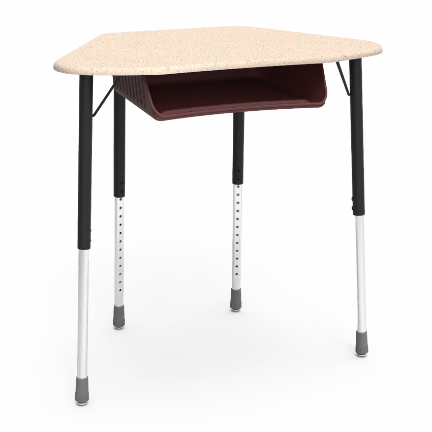 Virco ZUMA Series Hexagon Desk with Book Box 33"W x 21"D x 22"-34"H (DESK-ZHEXBOXM) - SchoolOutlet