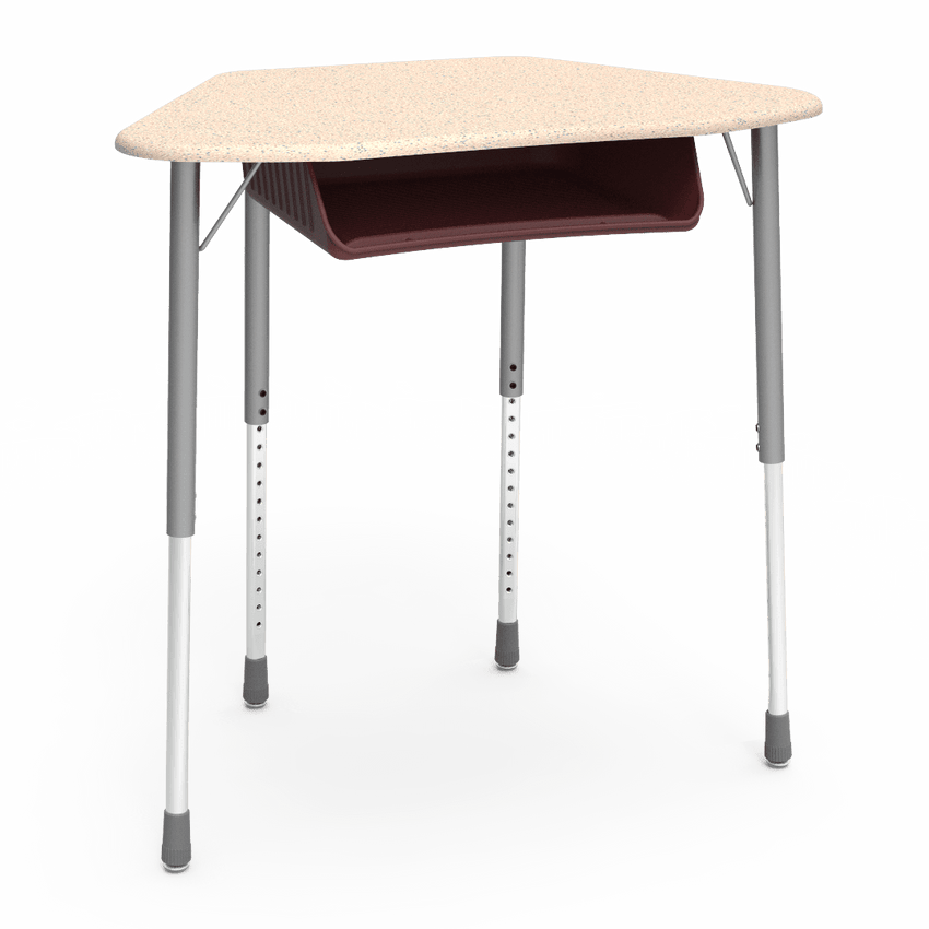 Virco ZUMA Series Hexagon Desk with Book Box 33"W x 21"D x 22"-34"H (DESK-ZHEXBOXM) - SchoolOutlet