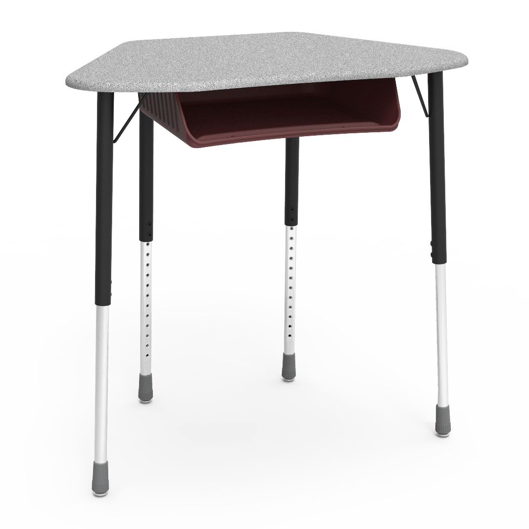 Virco ZUMA Series Hexagon Desk with Book Box 33"W x 21"D x 22"-34"H (DESK-ZHEXBOXM) - SchoolOutlet