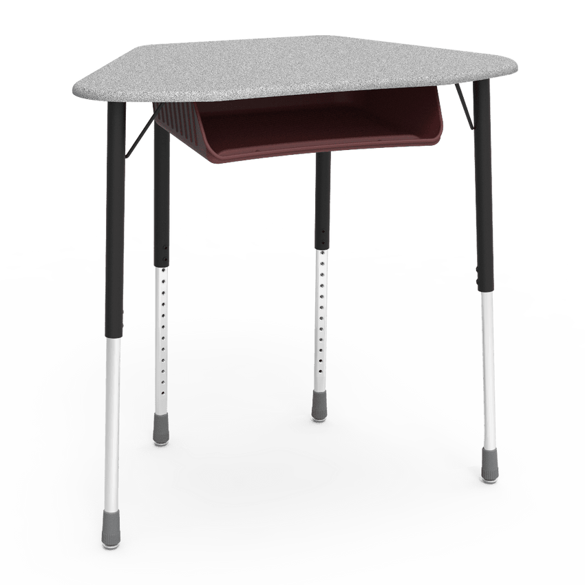 Virco ZUMA Series Hexagon Desk with Book Box 33"W x 21"D x 22"-34"H (DESK-ZHEXBOXM) - SchoolOutlet