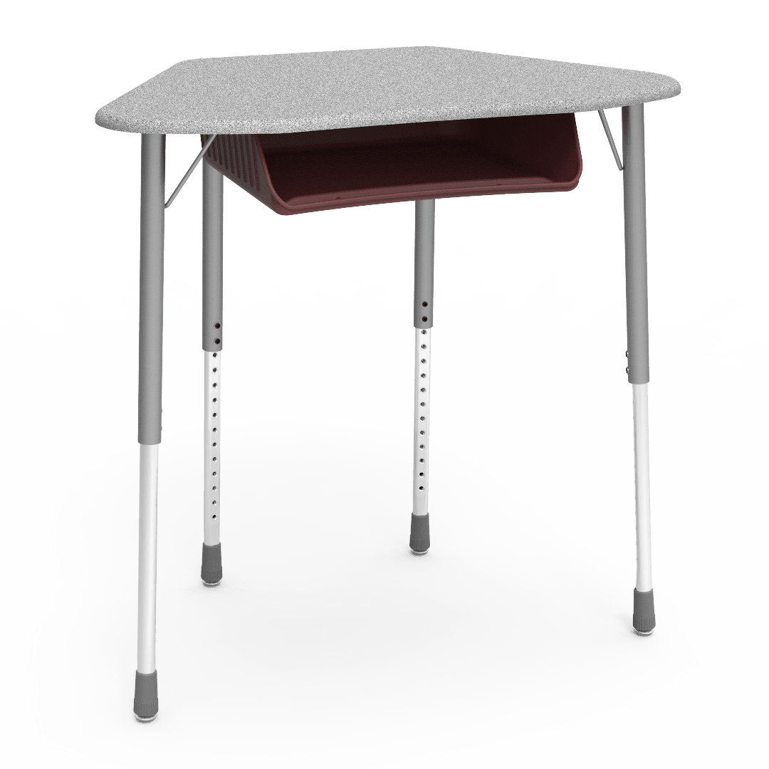 Virco ZUMA Series Hexagon Desk with Book Box 33"W x 21"D x 22"-34"H (DESK-ZHEXBOXM) - SchoolOutlet