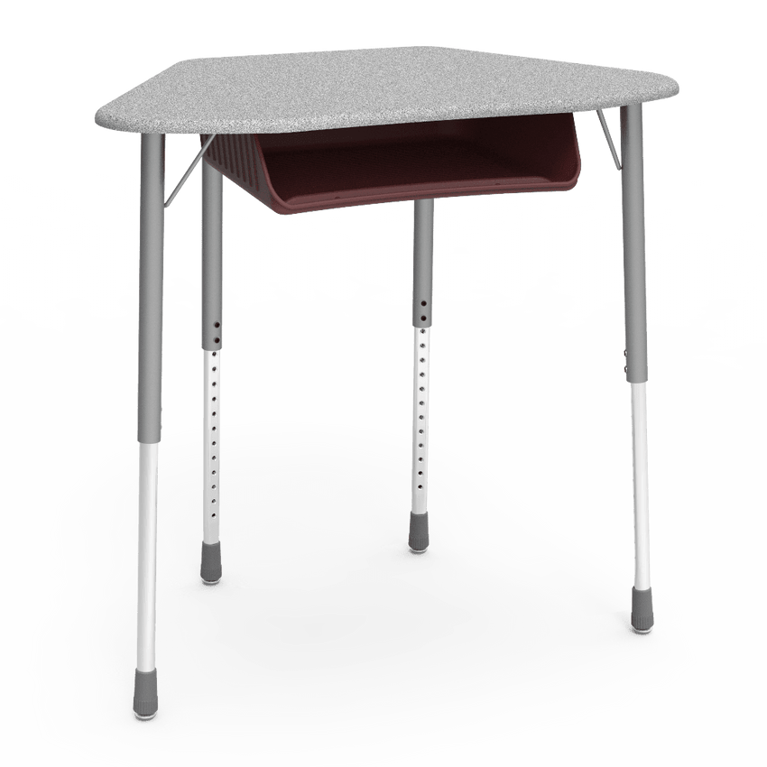 Virco ZUMA Series Hexagon Desk with Book Box 33"W x 21"D x 22"-34"H (DESK-ZHEXBOXM) - SchoolOutlet