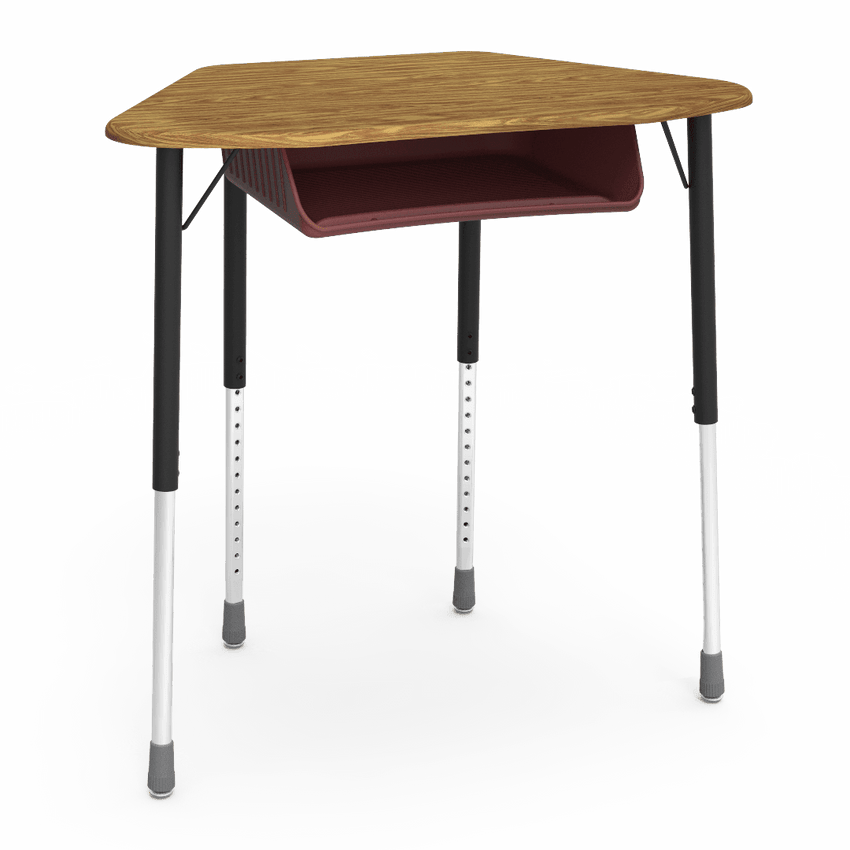 Virco ZUMA Series Hexagon Desk with Book Box 33"W x 21"D x 22"-34"H (DESK-ZHEXBOXM) - SchoolOutlet