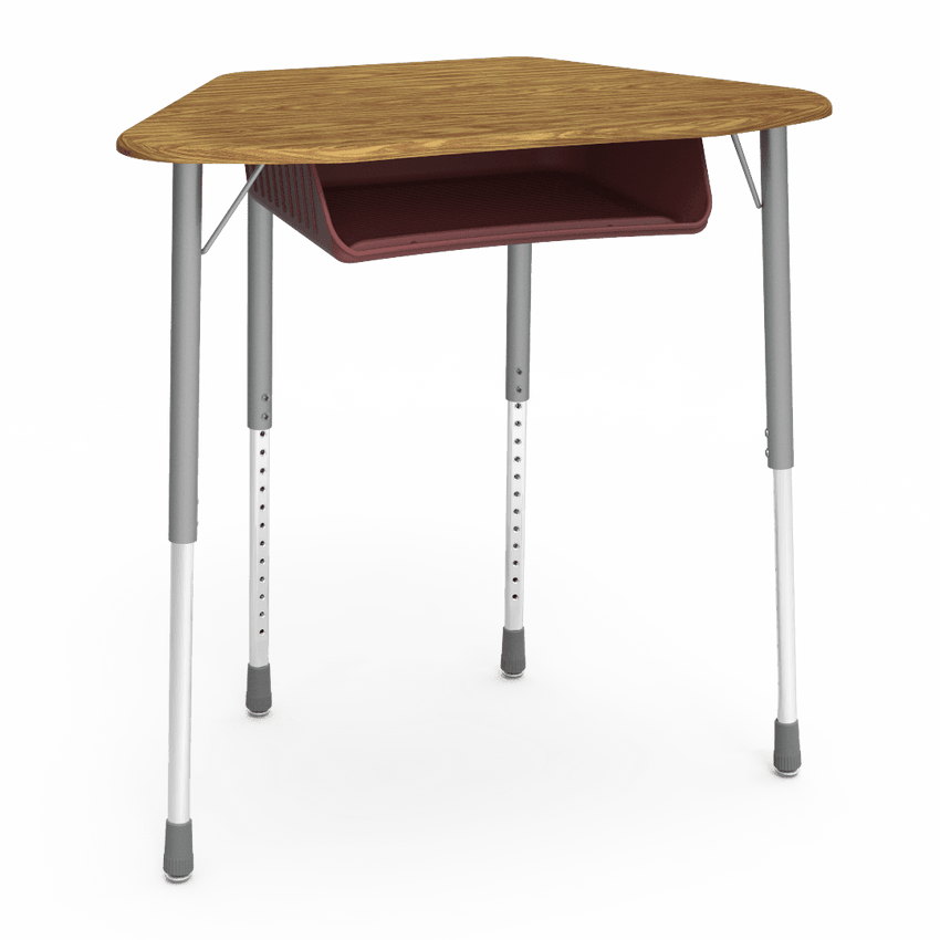 Virco ZUMA Series Hexagon Desk with Book Box 33"W x 21"D x 22"-34"H (DESK-ZHEXBOXM) - SchoolOutlet