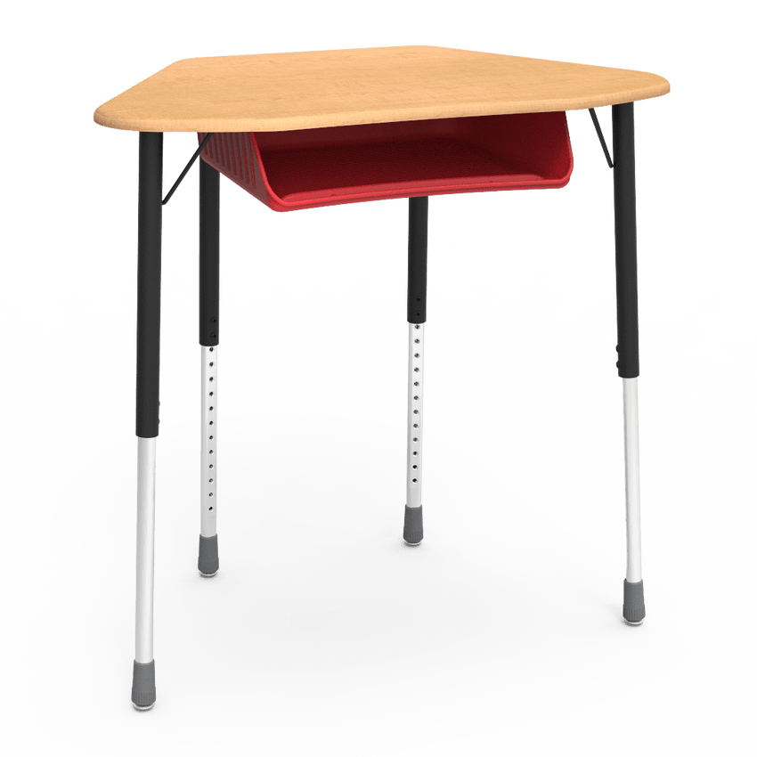Virco ZUMA Series Hexagon Desk with Book Box 33"W x 21"D x 22"-34"H (DESK-ZHEXBOXM) - SchoolOutlet