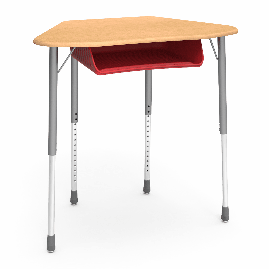 Virco ZUMA Series Hexagon Desk with Book Box 33"W x 21"D x 22"-34"H (DESK-ZHEXBOXM) - SchoolOutlet