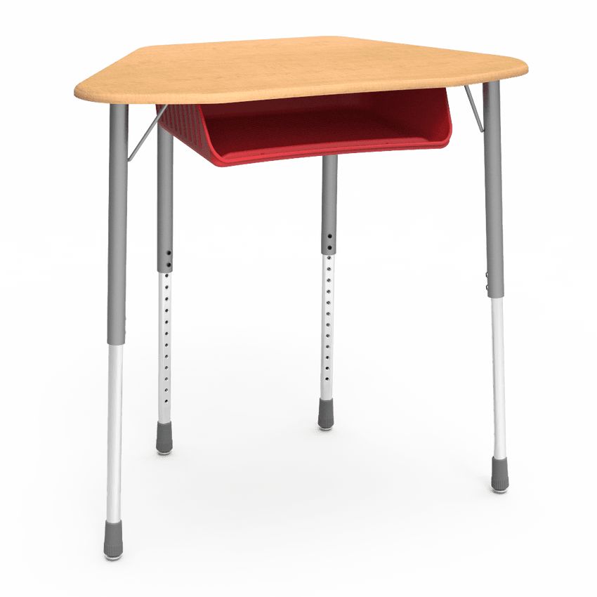 Virco ZUMA Series Hexagon Desk with Book Box 33"W x 21"D x 22"-34"H (DESK-ZHEXBOXM) - SchoolOutlet