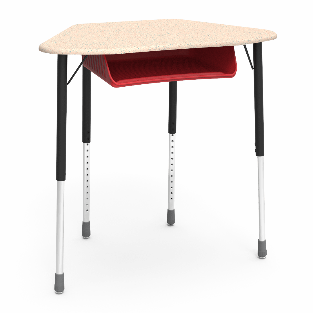 Virco ZUMA Series Hexagon Desk with Book Box 33"W x 21"D x 22"-34"H (DESK-ZHEXBOXM) - SchoolOutlet
