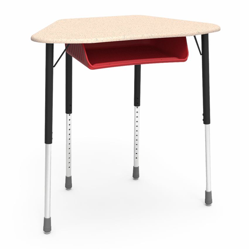 Virco ZUMA Series Hexagon Desk with Book Box 33"W x 21"D x 22"-34"H (DESK-ZHEXBOXM) - SchoolOutlet