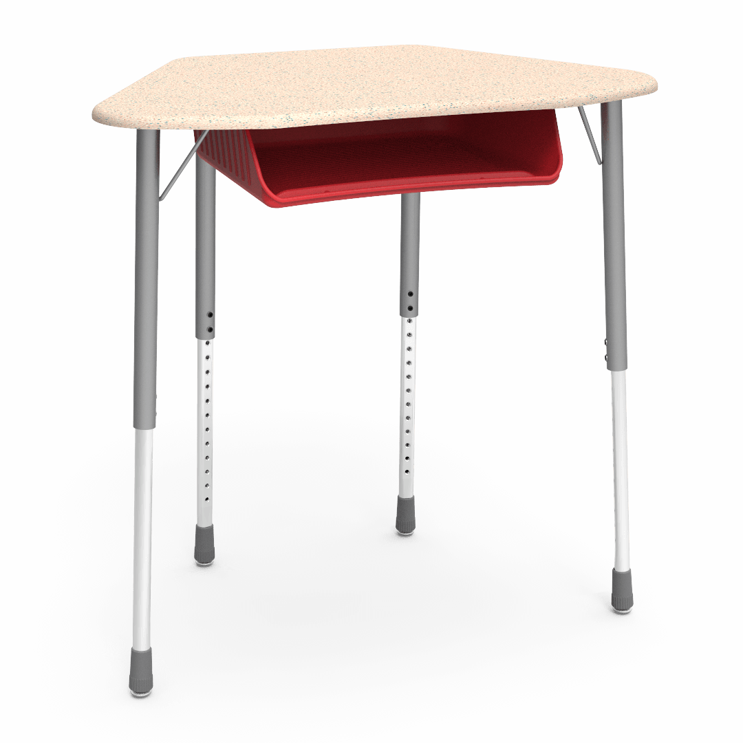 Virco ZUMA Series Hexagon Desk with Book Box 33"W x 21"D x 22"-34"H (DESK-ZHEXBOXM) - SchoolOutlet