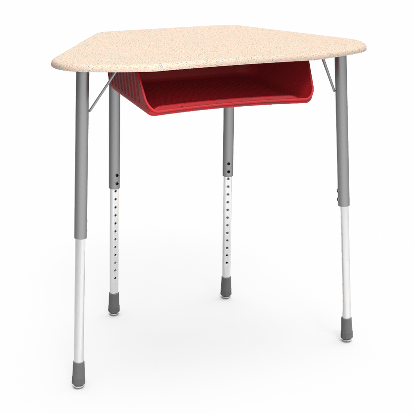 Virco ZUMA Series Hexagon Desk with Book Box 33"W x 21"D x 22"-34"H (DESK-ZHEXBOXM) - SchoolOutlet