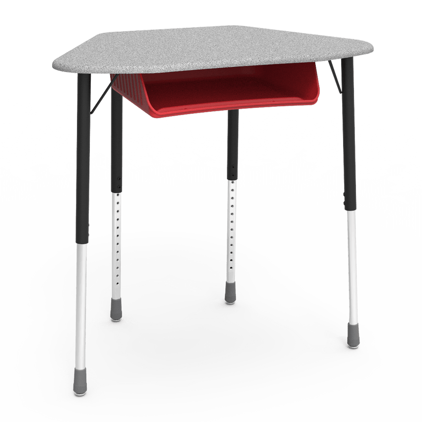 Virco ZUMA Series Hexagon Desk with Book Box 33"W x 21"D x 22"-34"H (DESK-ZHEXBOXM) - SchoolOutlet