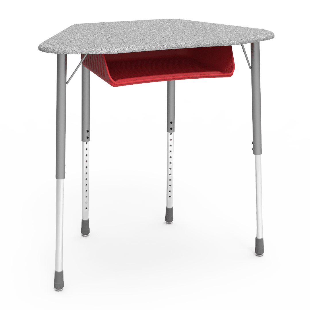 Virco ZUMA Series Hexagon Desk with Book Box 33"W x 21"D x 22"-34"H (DESK-ZHEXBOXM) - SchoolOutlet
