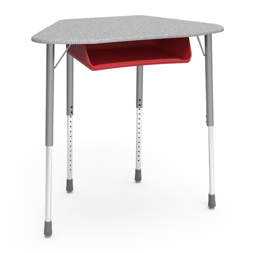 Virco ZUMA Series Hexagon Desk with Book Box 33"W x 21"D x 22"-34"H (DESK-ZHEXBOXM) - SchoolOutlet