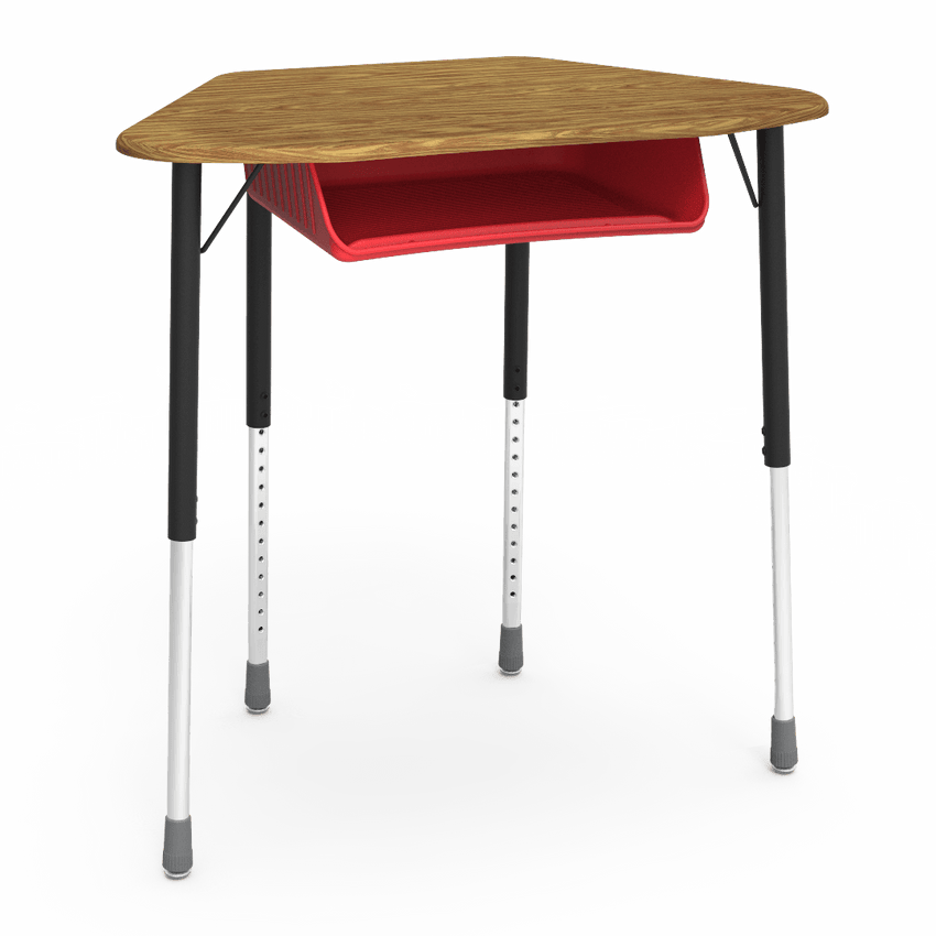 Virco ZUMA Series Hexagon Desk with Book Box 33"W x 21"D x 22"-34"H (DESK-ZHEXBOXM) - SchoolOutlet