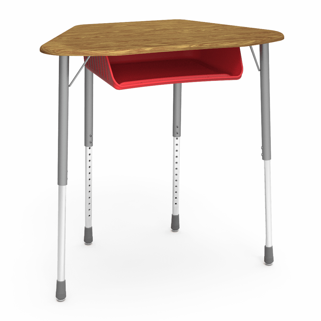 Virco ZUMA Series Hexagon Desk with Book Box 33"W x 21"D x 22"-34"H (DESK-ZHEXBOXM) - SchoolOutlet