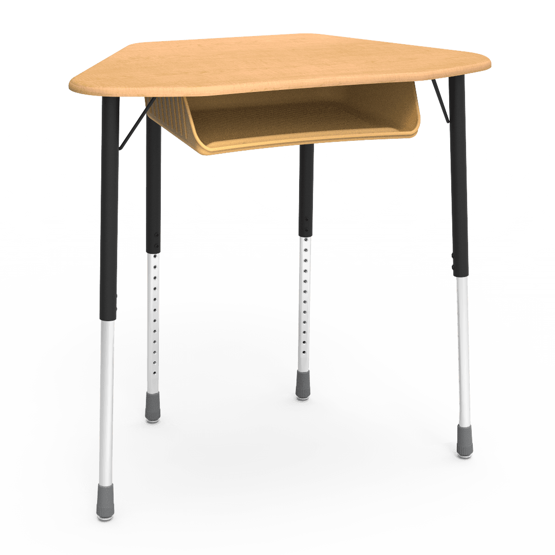 Virco ZUMA Series Hexagon Desk with Book Box 33"W x 21"D x 22"-34"H (DESK-ZHEXBOXM) - SchoolOutlet