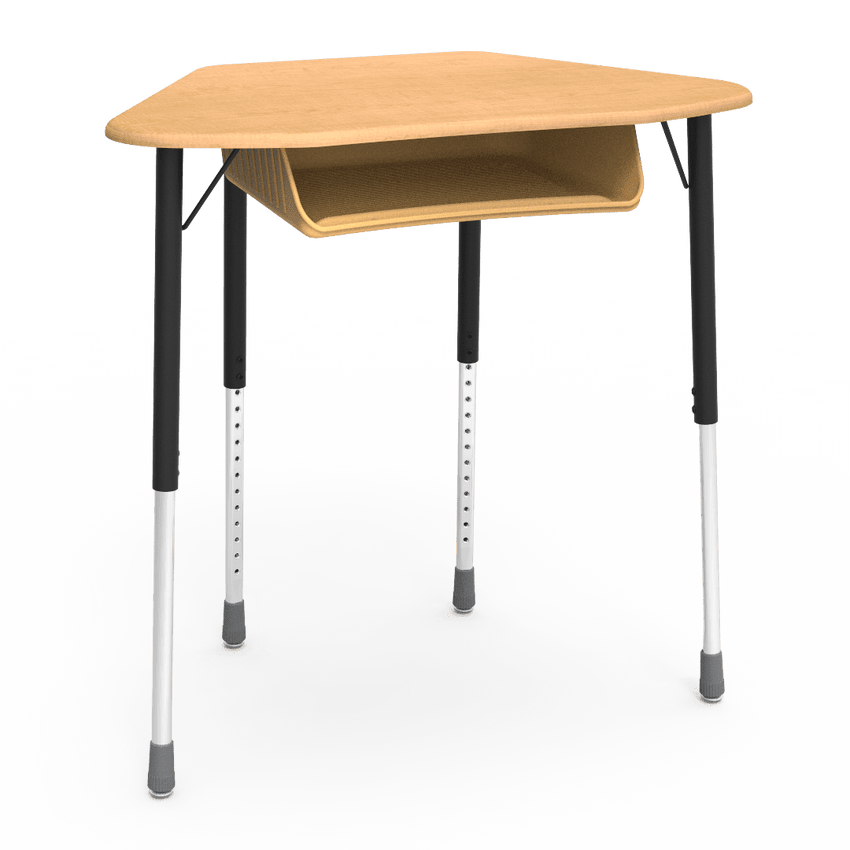 Virco ZUMA Series Hexagon Desk with Book Box 33"W x 21"D x 22"-34"H (DESK-ZHEXBOXM) - SchoolOutlet