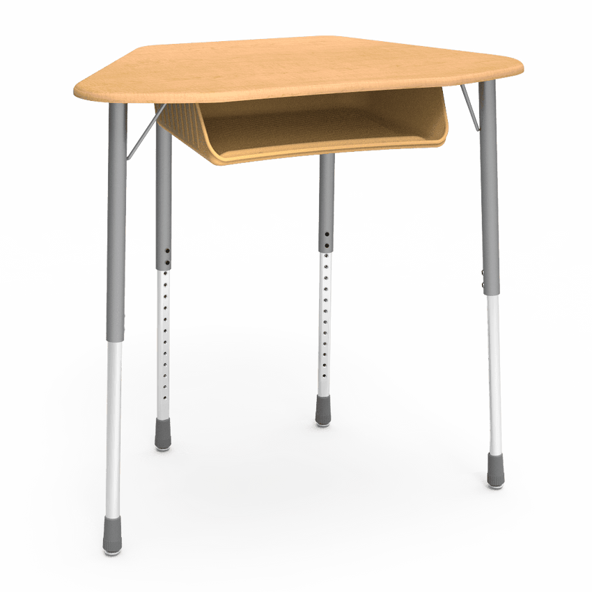 Virco ZUMA Series Hexagon Desk with Book Box 33"W x 21"D x 22"-34"H (DESK-ZHEXBOXM) - SchoolOutlet